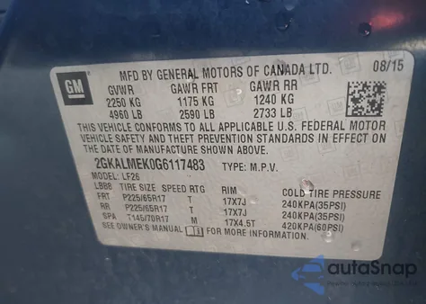 2016 GMC Terrain Sle-1 from USA, damaged, VIN 2GKALMEK0G6117483